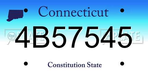 4B57545 Connecticut License Plate