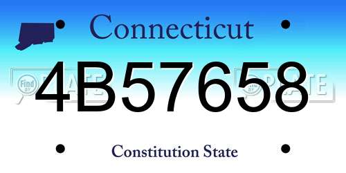 4B57658 Connecticut License Plate
