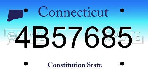 4B57685 Connecticut License Plate
