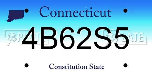 4B62S5 Connecticut License Plate