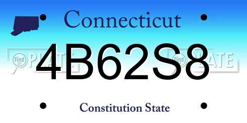 4B62S8 Connecticut License Plate