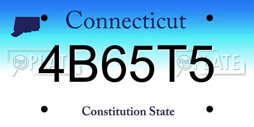 4B65T5 Connecticut License Plate