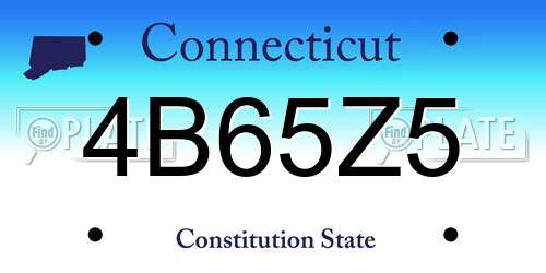 4B65Z5 Connecticut License Plate