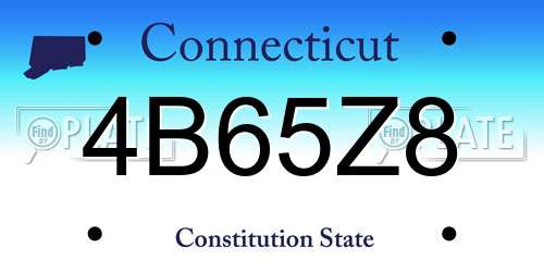 4B65Z8 Connecticut License Plate