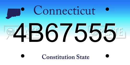 4B67555 Connecticut License Plate