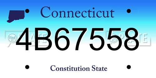 4B67558 Connecticut License Plate