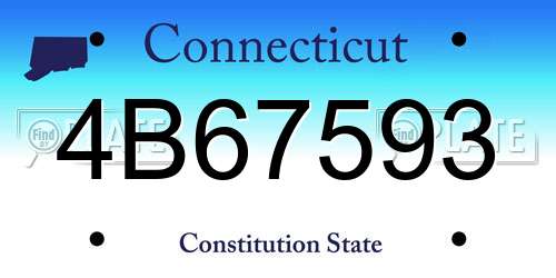 4B67593 Connecticut License Plate