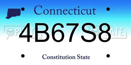 4B67S8 Connecticut License Plate