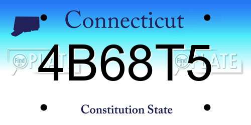 4B68T5 Connecticut License Plate