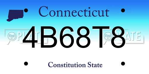 4B68T8 Connecticut License Plate