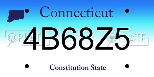 4B68Z5 Connecticut License Plate