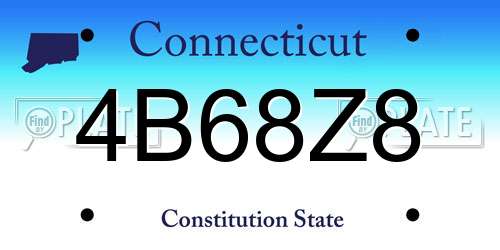 4B68Z8 Connecticut License Plate