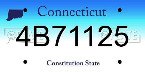 4B71125 Connecticut License Plate