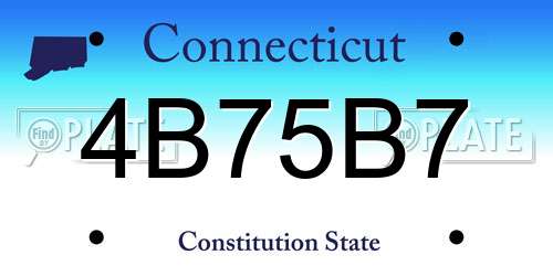 4B75B7 Connecticut License Plate