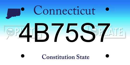 4B75S7 Connecticut License Plate