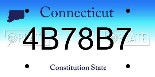 4B78B7 Connecticut License Plate