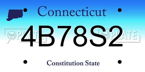 4B78S2 Connecticut License Plate