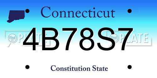 4B78S7 Connecticut License Plate