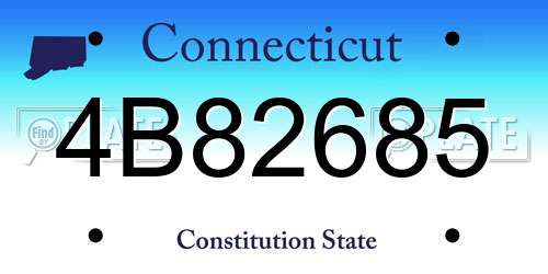 4B82685 Connecticut License Plate