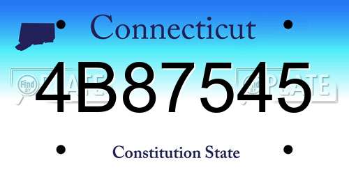 4B87545 Connecticut License Plate