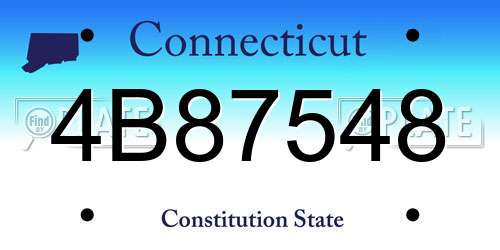 4B87548 Connecticut License Plate