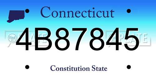 4B87845 Connecticut License Plate