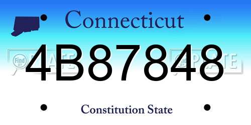 4B87848 Connecticut License Plate