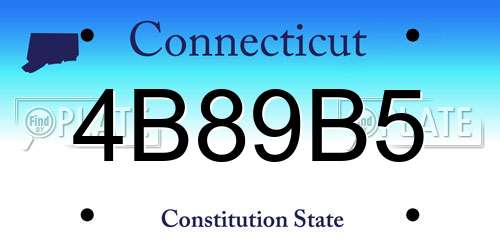 4B89B5 Connecticut License Plate