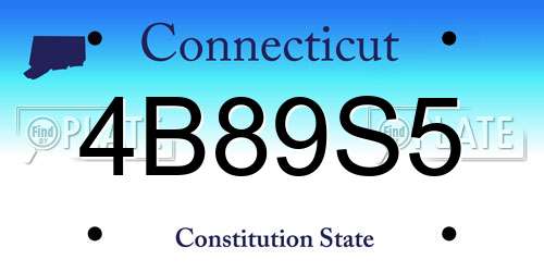 4B89S5 Connecticut License Plate