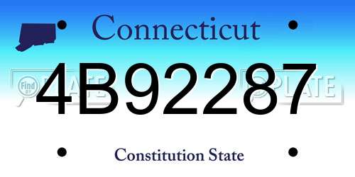 4B92287 Connecticut License Plate