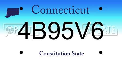 4B95V6 Connecticut License Plate