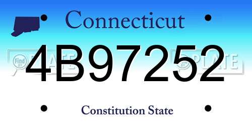 4B97252 Connecticut License Plate
