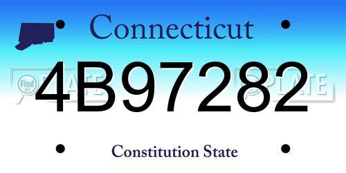 4B97282 Connecticut License Plate