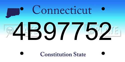 4B97752 Connecticut License Plate