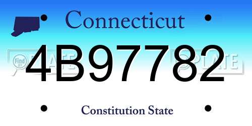 4B97782 Connecticut License Plate