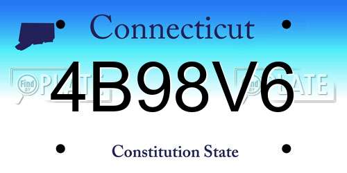 4B98V6 Connecticut License Plate