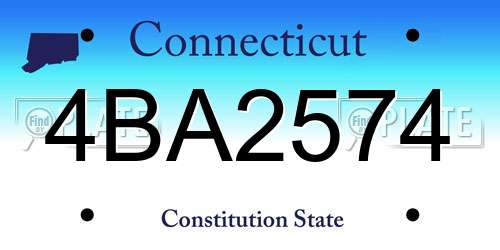 4BA2574 Connecticut License Plate