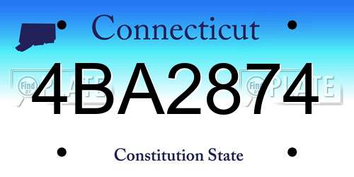 4BA2874 Connecticut License Plate