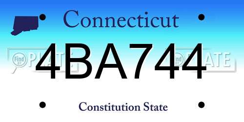 4BA744 Connecticut License Plate