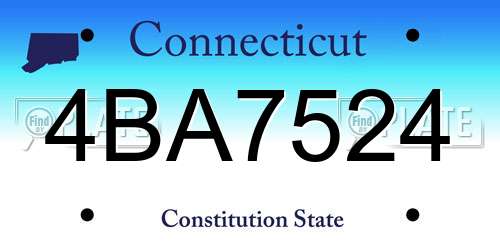 4BA7524 Connecticut License Plate