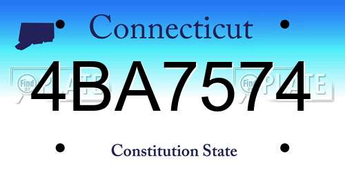 4BA7574 Connecticut License Plate