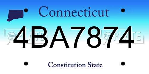 4BA7874 Connecticut License Plate