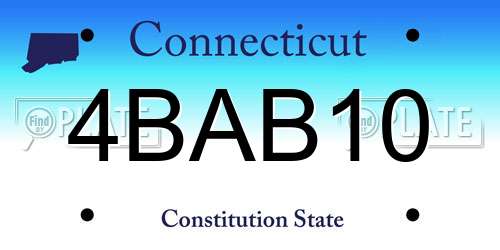 4BAB10 Connecticut License Plate