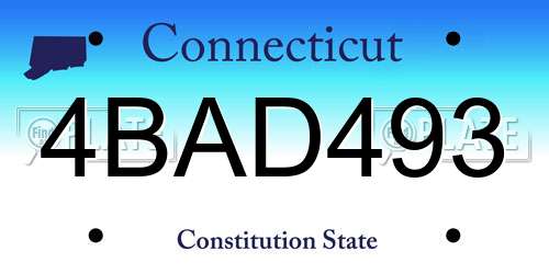 4BAD493 Connecticut License Plate