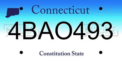 4BAO493 Connecticut License Plate