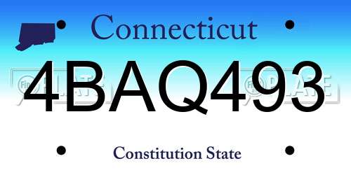 4BAQ493 Connecticut License Plate