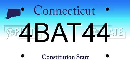 4BAT44 Connecticut License Plate