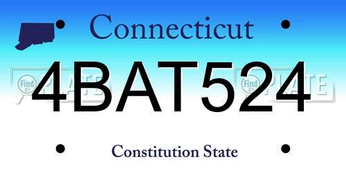 4BAT524 Connecticut License Plate