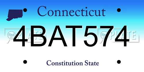 4BAT574 Connecticut License Plate