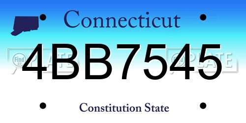 4BB7545 Connecticut License Plate